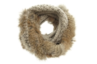 Fular circular fara capete din lana cu blana de iepure - Seeberger